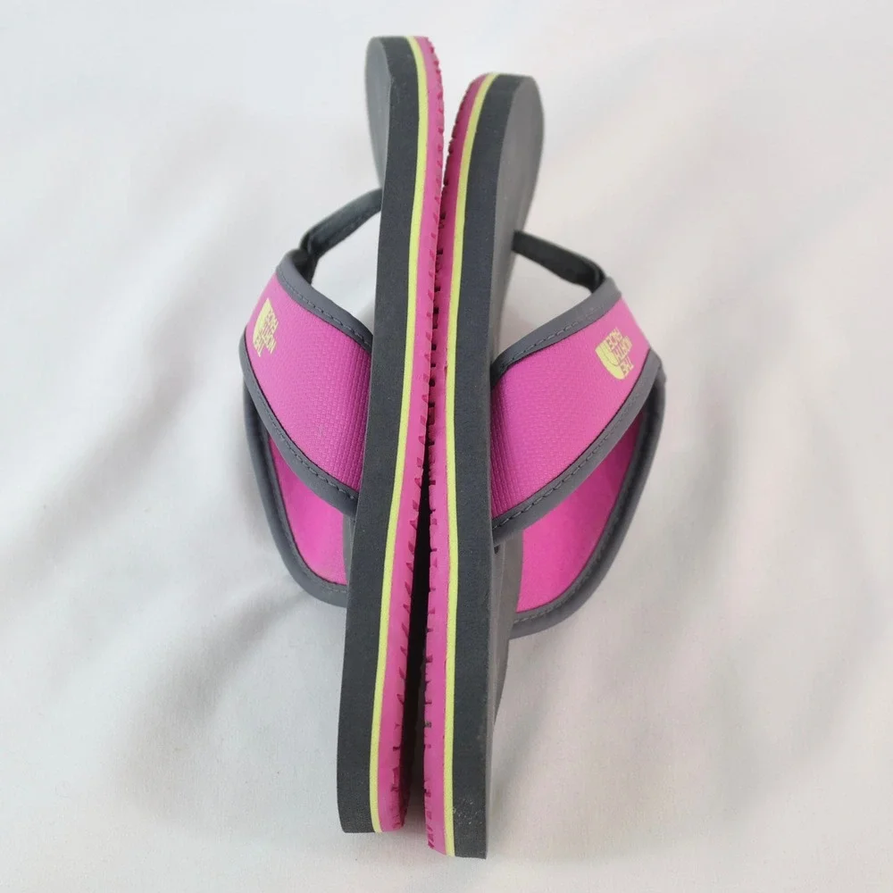 The North Face Base‎ Camp Pink Gray Mini Flip Flops Sandals Girl's Size 3